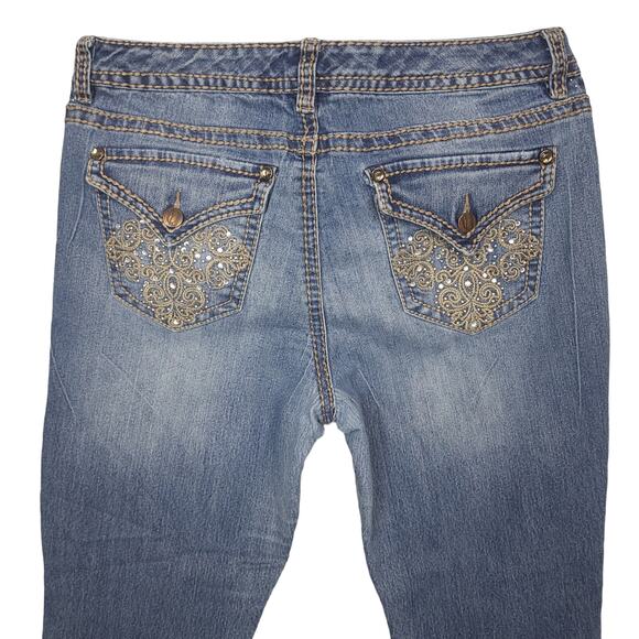 Nine West Jeans Women's Jeans Sz 10 Straight Leg Rhinestone Pockets Blue - Picture 8 of 12